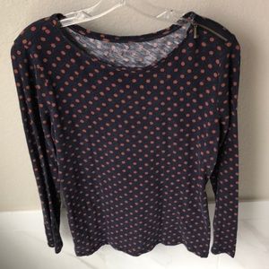 Loft Size L Long Sleeve T-Shirt Polka-Dot